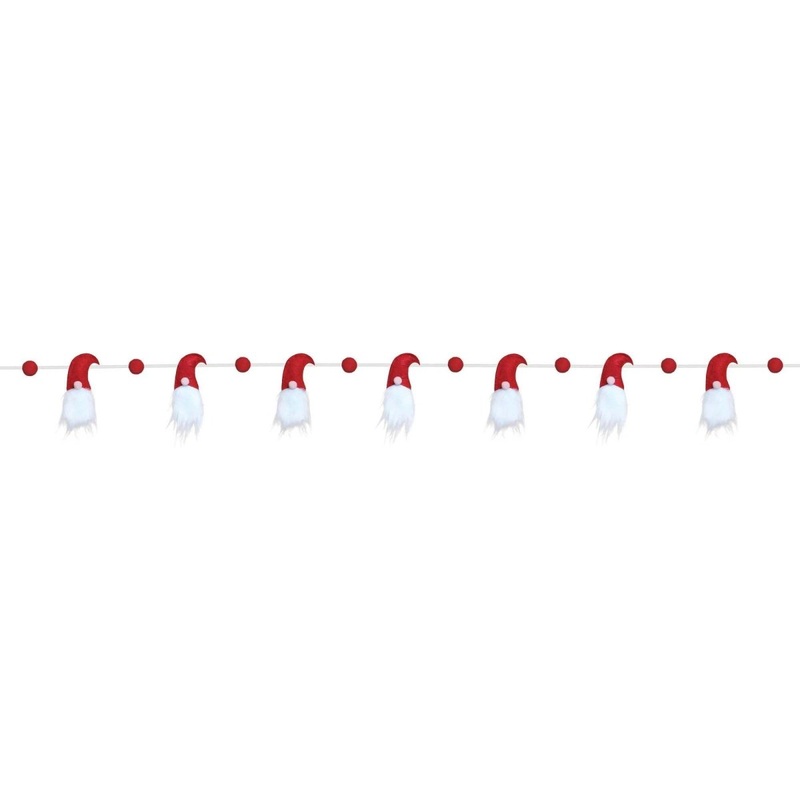 Christmas Red & White Santa Gnome Garland, 1 Count