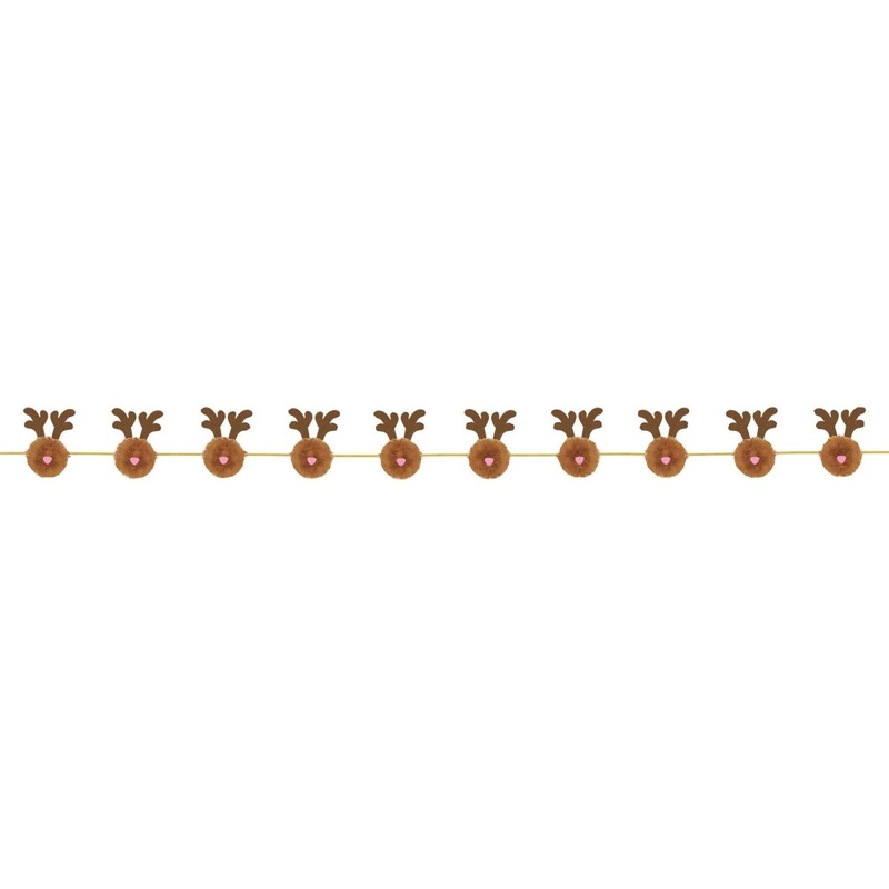 Christmas Reindeer Pom Pom Garland, 1 Count