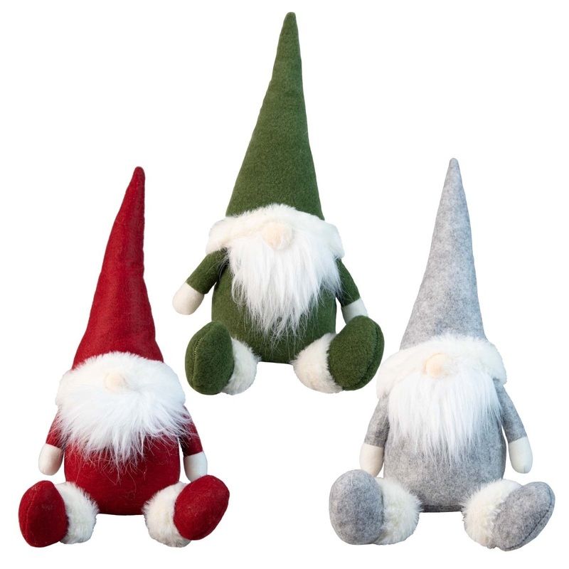 Fabric Sitting Santa Gnome, 11 Inches, Assortment, 1 Count