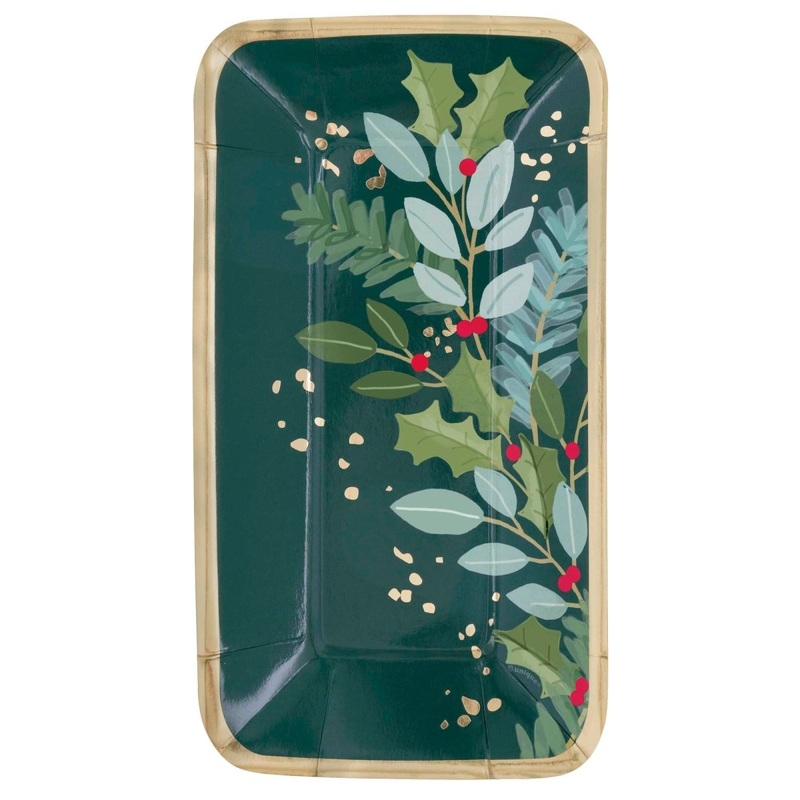 Holly Days Christmas Large Appetizer Paper Plates, 8 Count
