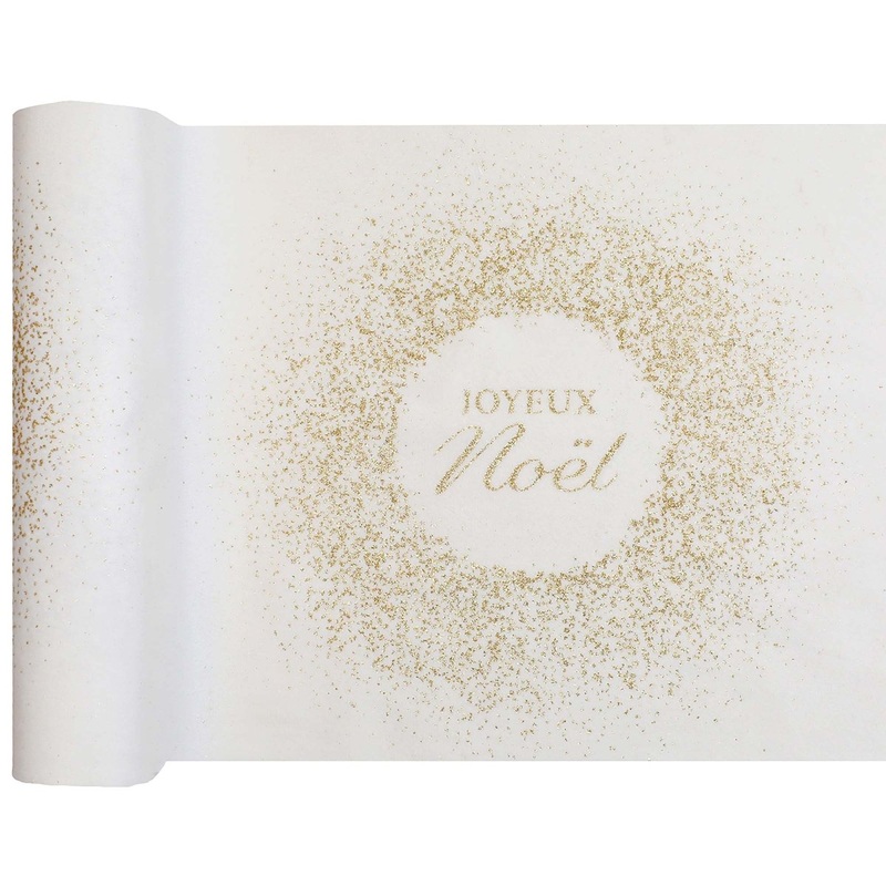 Nol Scintillant Table Runner, White and Gold, 11 Inches, 1 Count
