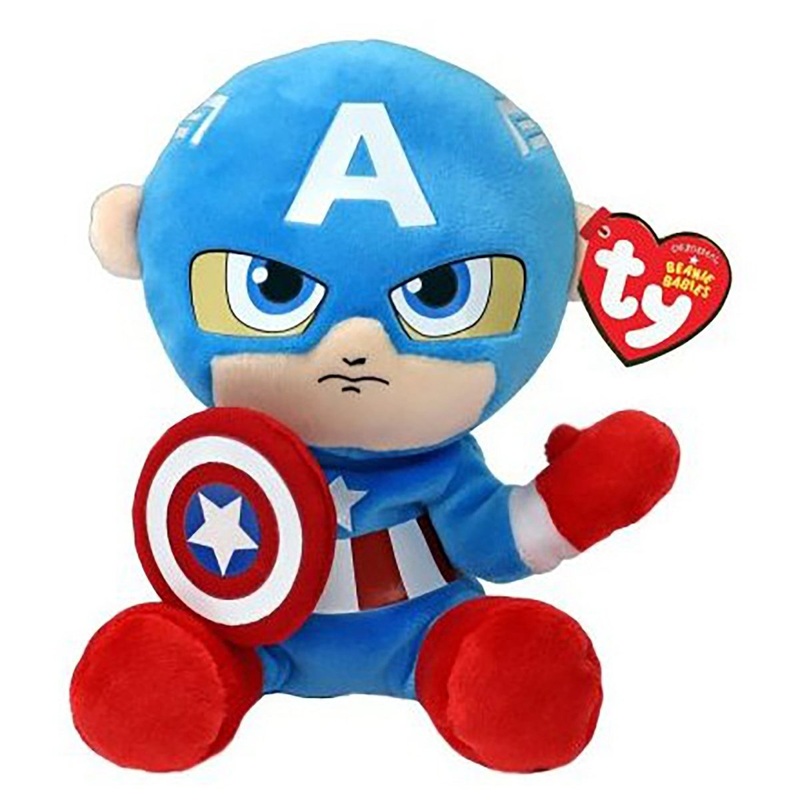 TY Marvel Soft Plush, Captain America, 8 Inches, 1 Count