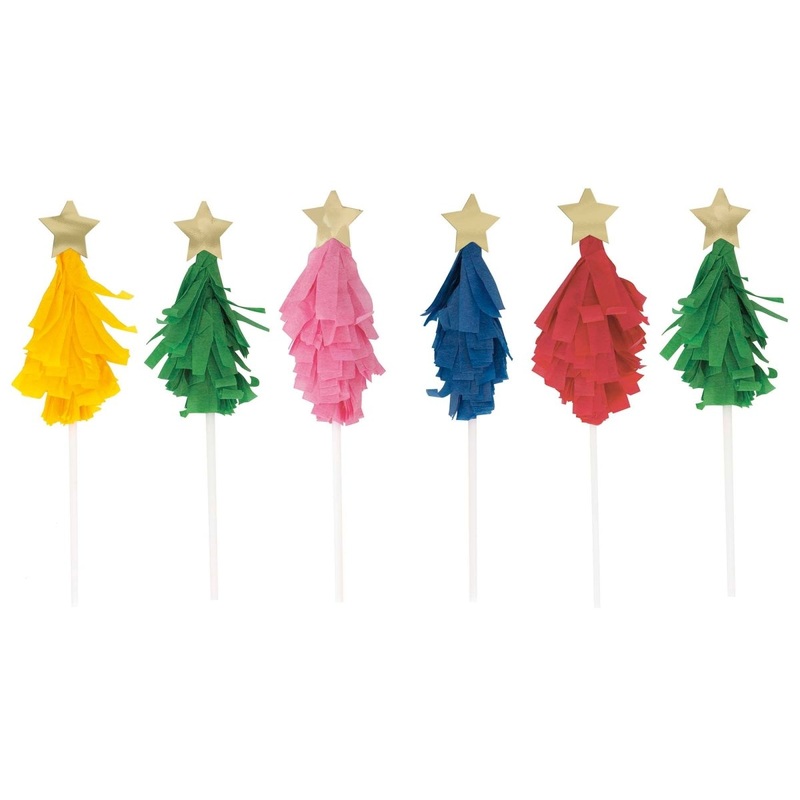 Vibrant Christmas Cake Toppers, 6 Count