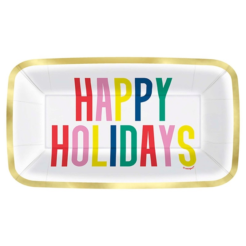 Vibrant Christmas Large Appetizer Paper Plates, 8 Count