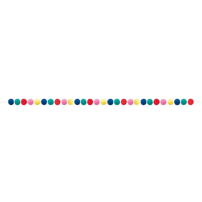 Vibrant Christmas Pom Pom Garland, 84 Inches, 1 Count
