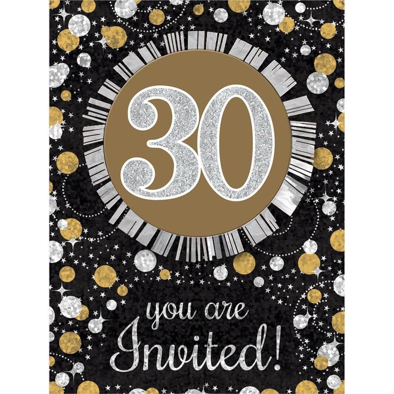 30th Sparkling Celeb - Invitations 6x8 In. 8/pkg.