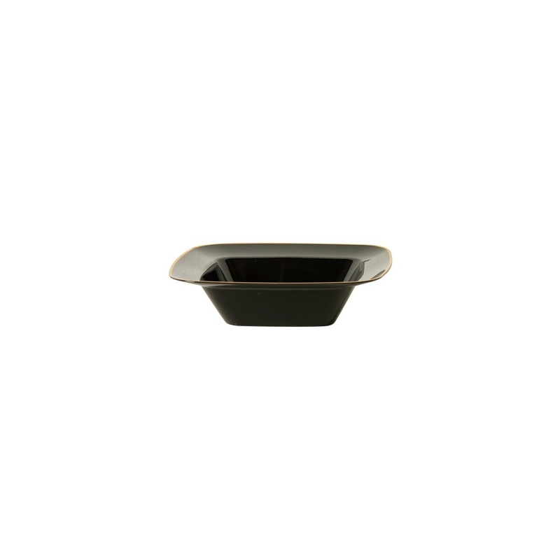 Black Premium Quality Small Square Bowls with Gold Rim, 5 Inches, 10 Count