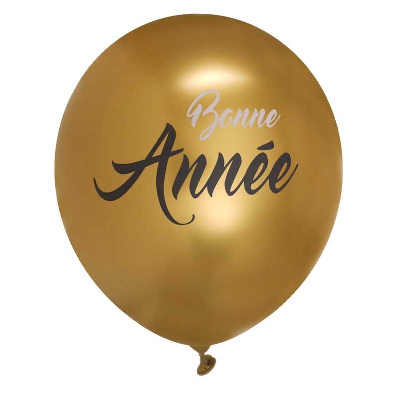 "Bonne Anne" Latex Balloons, Gold and Black, 11 Inches, 6 Count