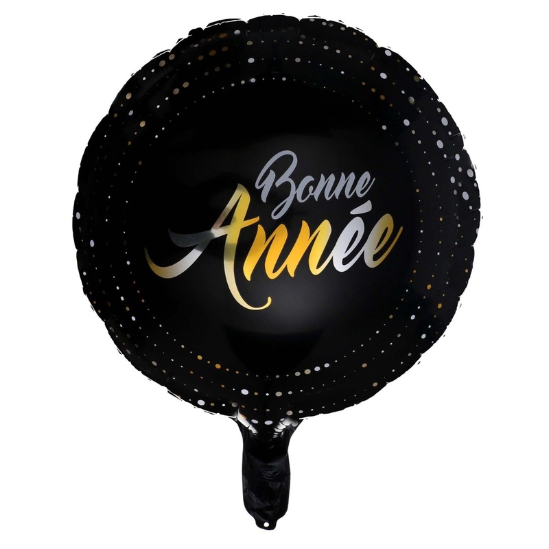 "Bonne Anne" Round Foil Balloon, Black and Gold, 18 Inches, 1 Count