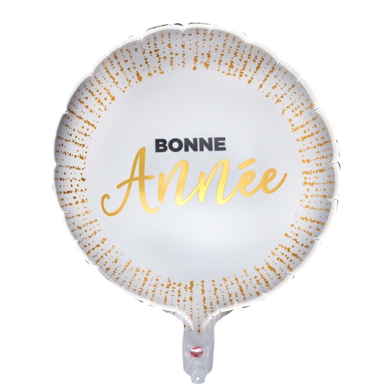 "Bonne Anne" Round Foil Balloon, White and Gold, 18 Inches, 1 Count