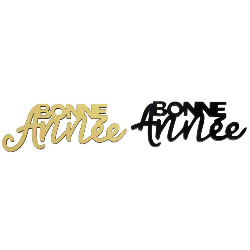 "Bonne Anne" Table Confetti, Black and Gold, 2.5 x 1 Inches, 10 Count