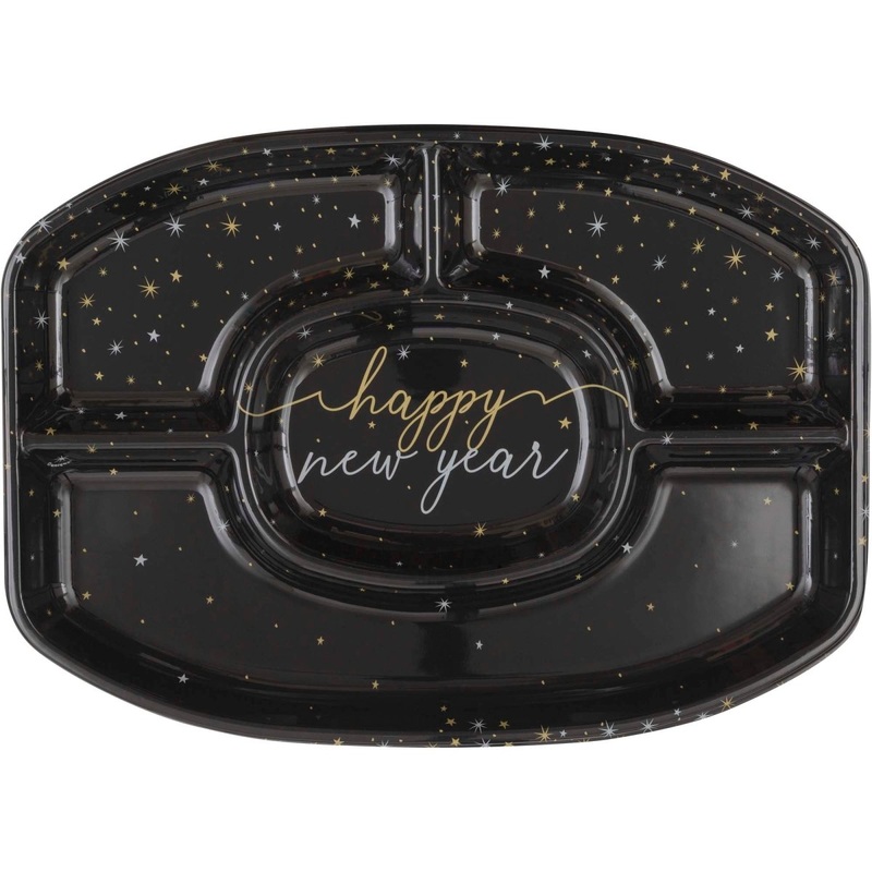Disco New Year's Plastic Chip and Dip Platter, 1 Count