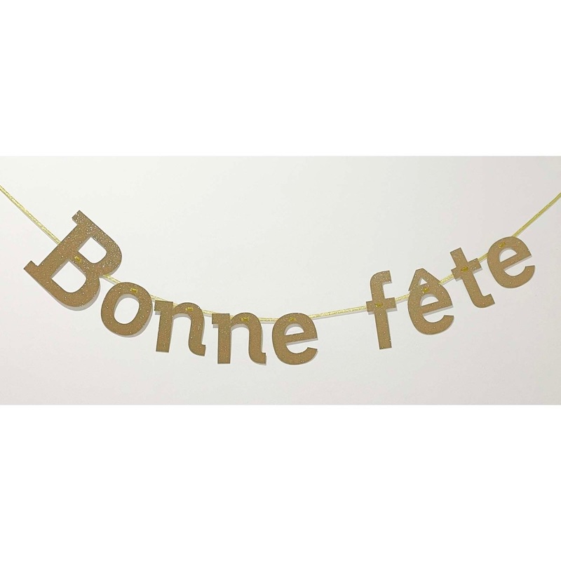 Gold "Bonne Fte" Letter Banner, 94 Inches, 1 Count