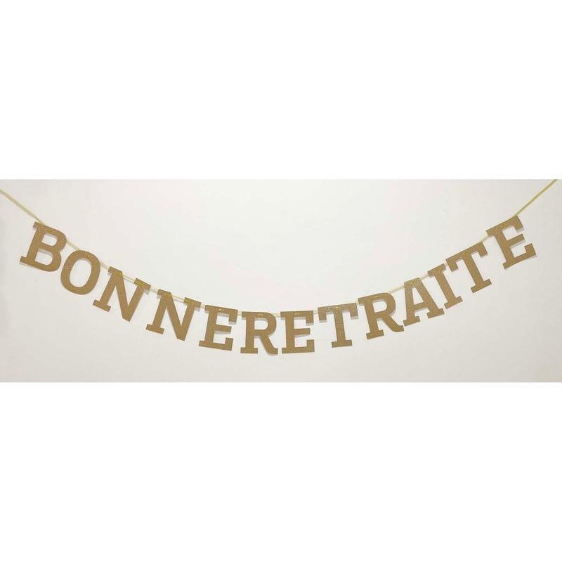 Gold "Bonne Retraite" Letter Banner, 94 Inches, 1 Count