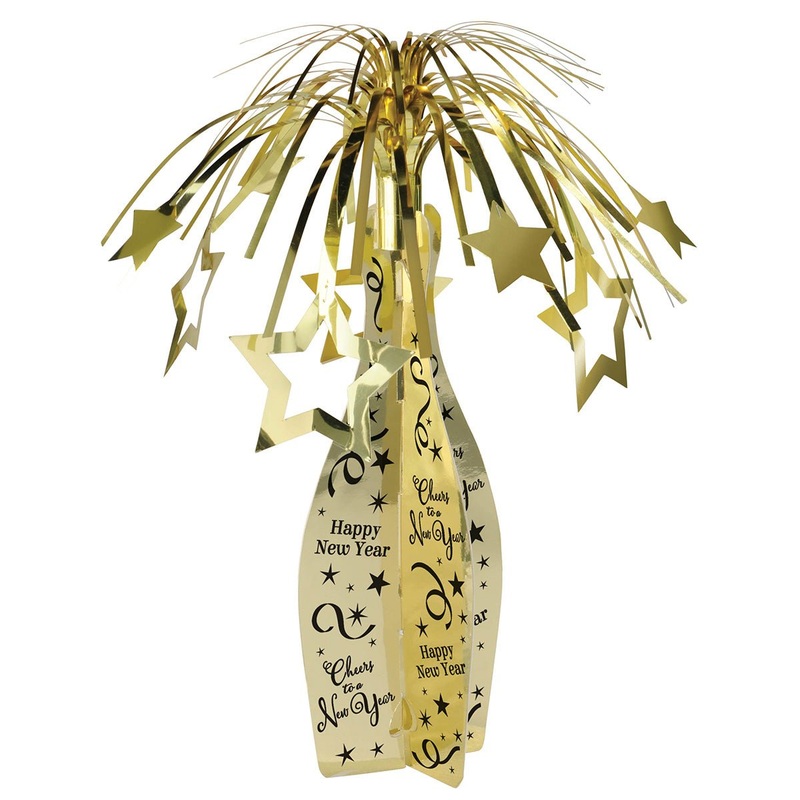 Gold Champagne Bottle Centerpiece, 19 Inches, 1 Count