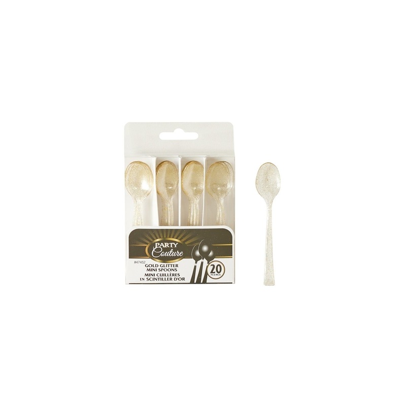 Gold Glitter Premium Quality Mini Spoons, 20 Count