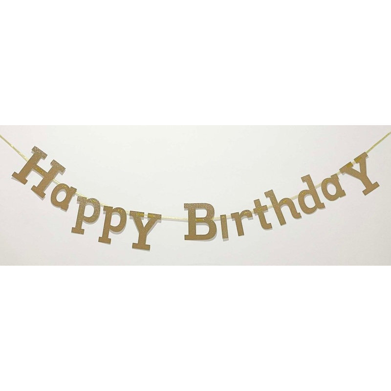 Gold Happy Birthday Letter Banner, 94 Inches, 1 Count