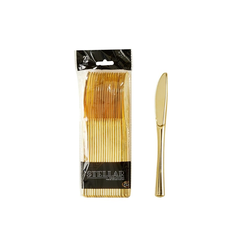 Gold Premium Plastic Knives, 20 Count