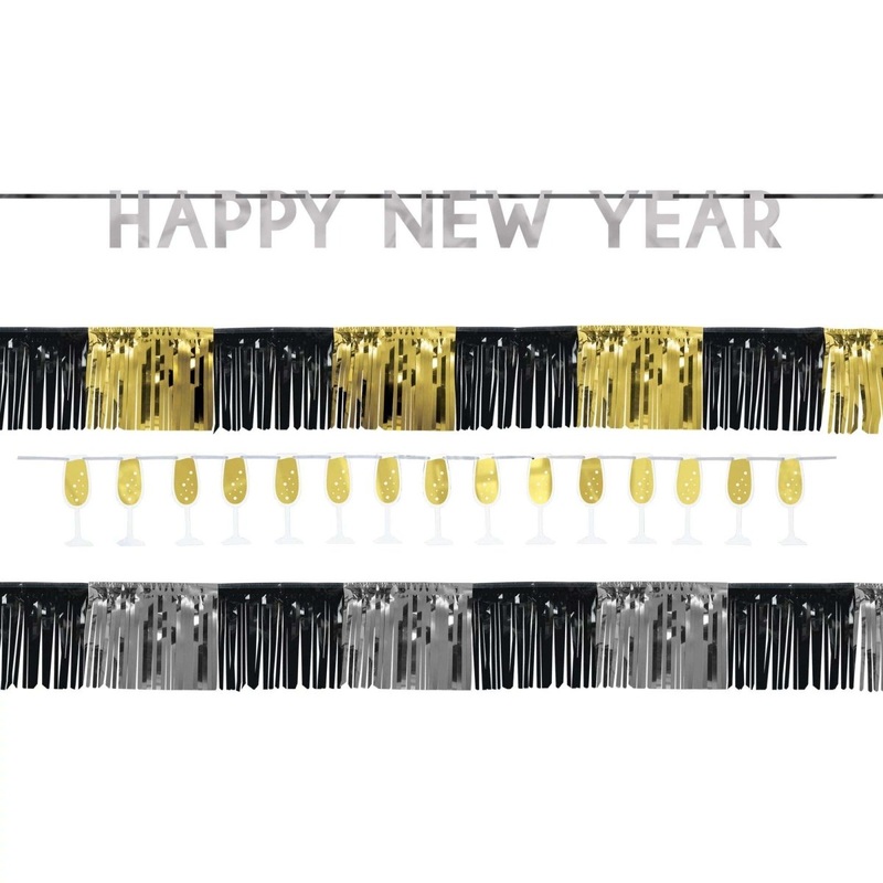 Happy New Year Foil Banner Kit, 4 Count