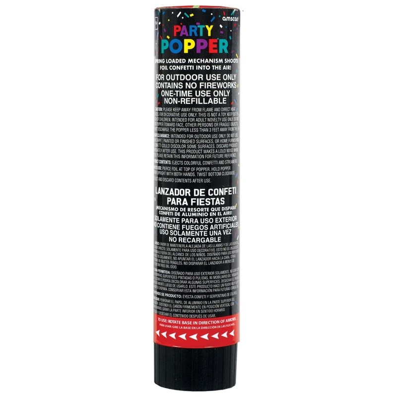 Multicolored Confetti Popper, 8 Inches, 1 Count