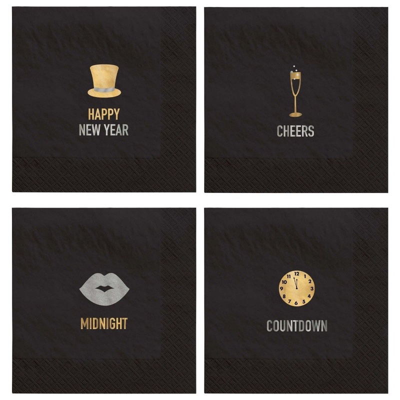New Year Multi Pack Small Beverage Napkins, 50 Count