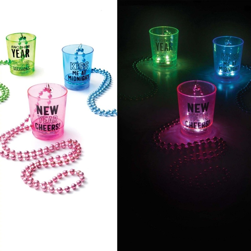New Year Necklace with Light-Up Shot Glass, 6 Count