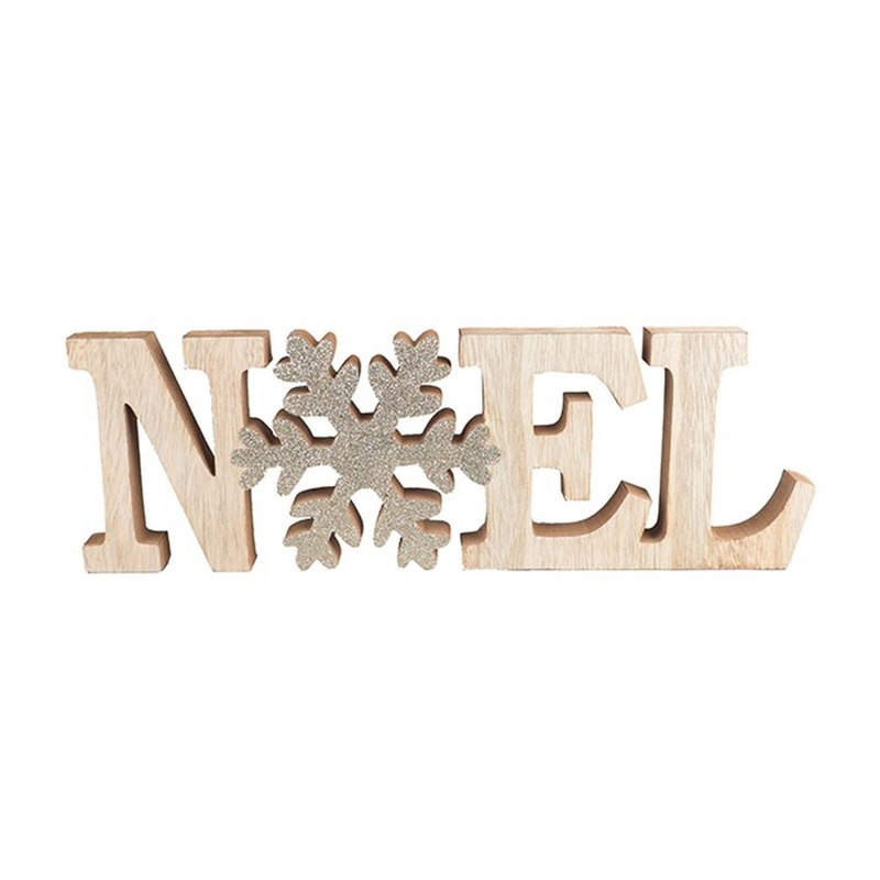 "Nol" Wood Sign, Natural and Gold, 1 Count