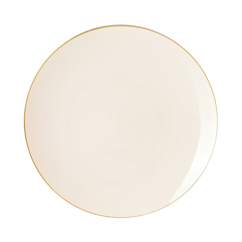 Premium Quality Round Blush Pink Plates with Gold Rim, 10 Inches, 10 Count