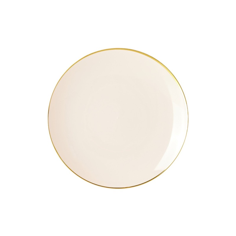 Premium Quality Round Blush Pink Plates with Gold Rim, 7 Inches, 10 Count