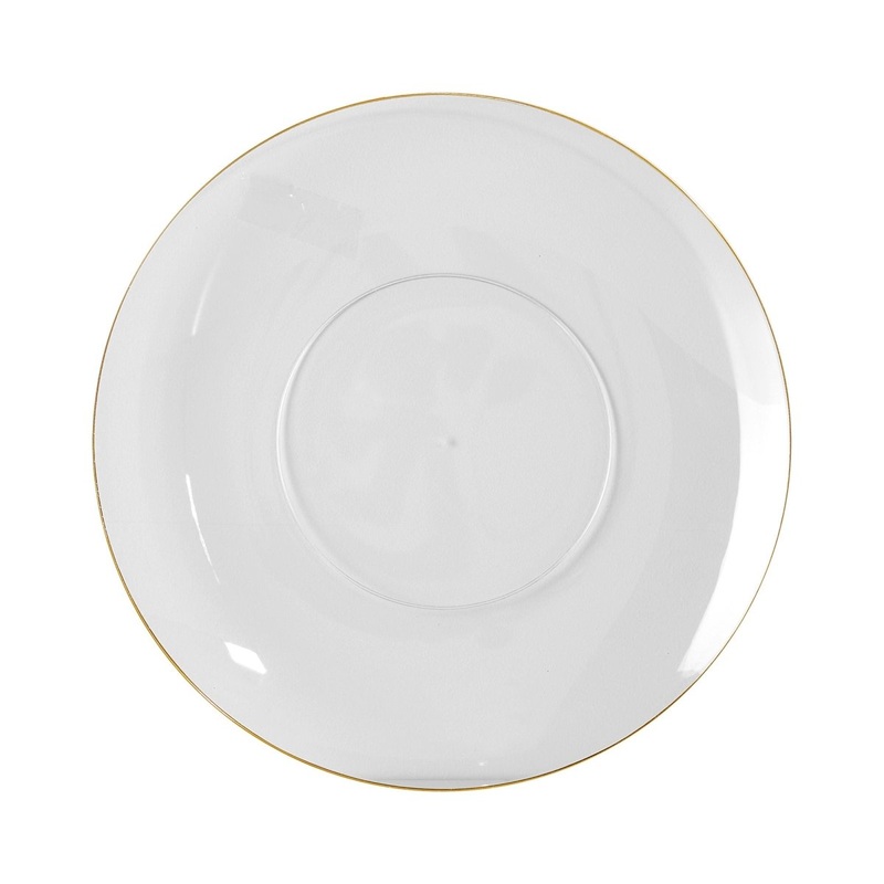 Premium Quality Round Clear Plates with Gold Rim, 10 Inches, 10 Count