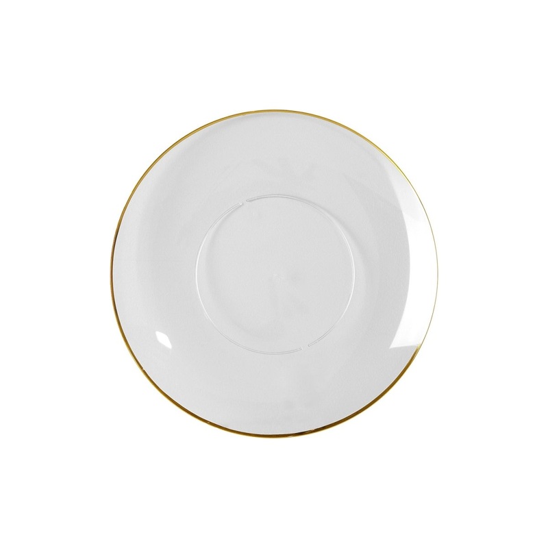Premium Quality Round Clear Plates with Gold Rim, 7 Inches, 10 Count