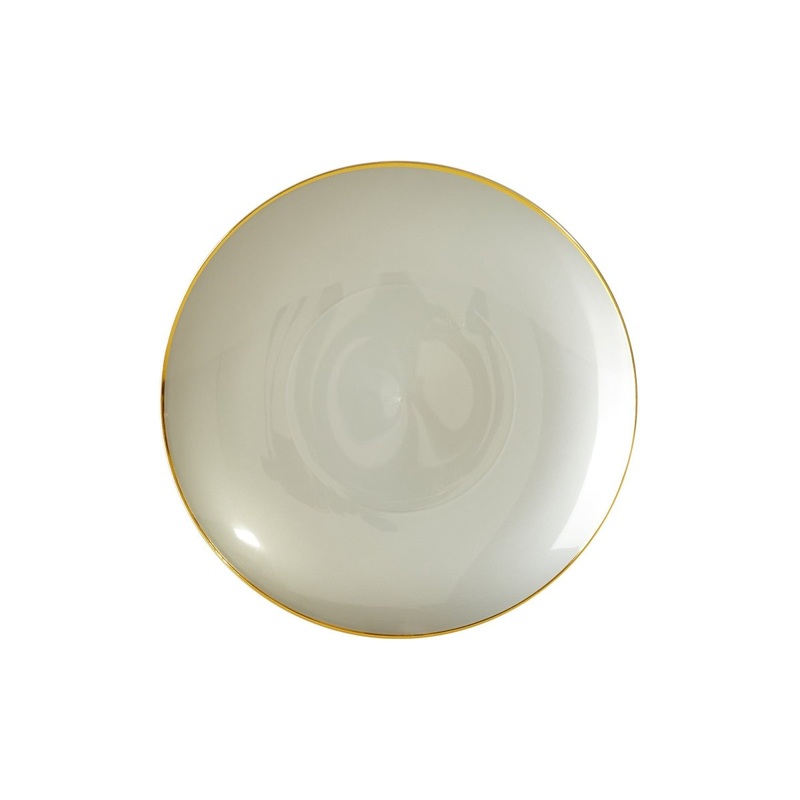 Premium Quality Round Grey Plates with Gold Rim, 7 Inches, 10 Count