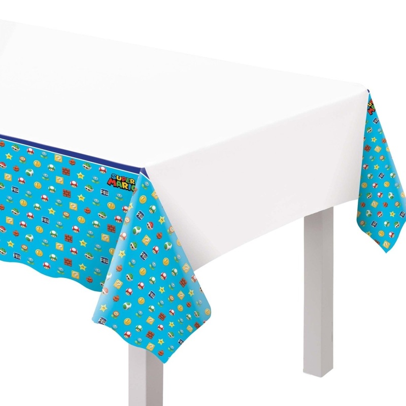 Super Mario Bros Birthday Rectangular Plastic Table Cover, 54 x 96 Inches, 1 Count