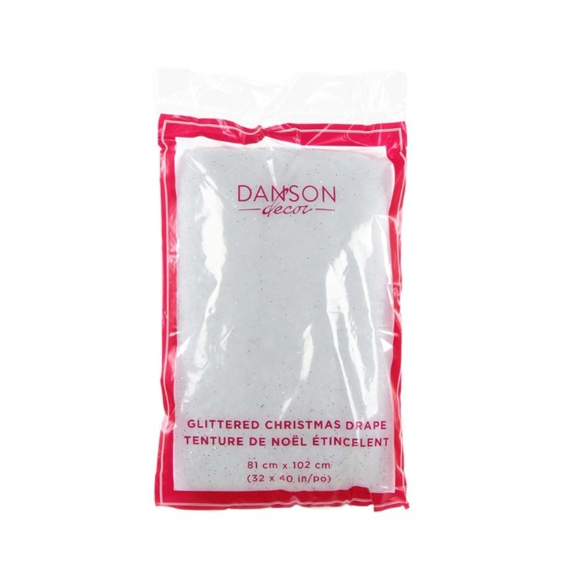 White Glittered Christmas Drape, 32 x 40 Inches, 1 Count