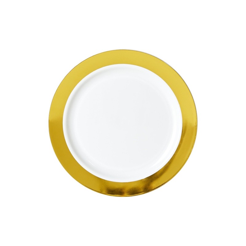 White Plates with Solid Gold Hot Stamp, 7 Inches, 10 Count