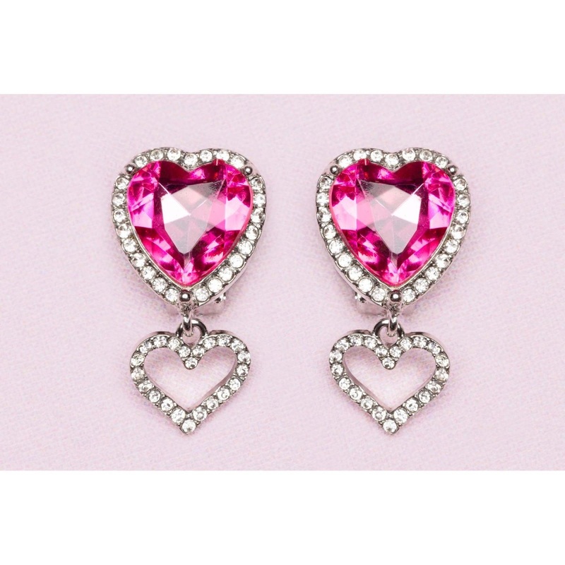 Boutique Heart Jewel Clip Earrings for kids, 1 Count