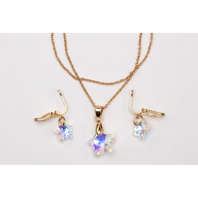Boutique Holographic Star Necklace and Earring for kids, 1 Count