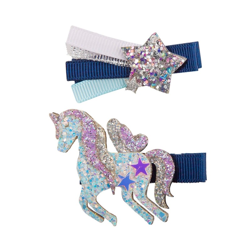 Boutique Navy Unicorn Star Hairclip for kids, Assorted, 1 count