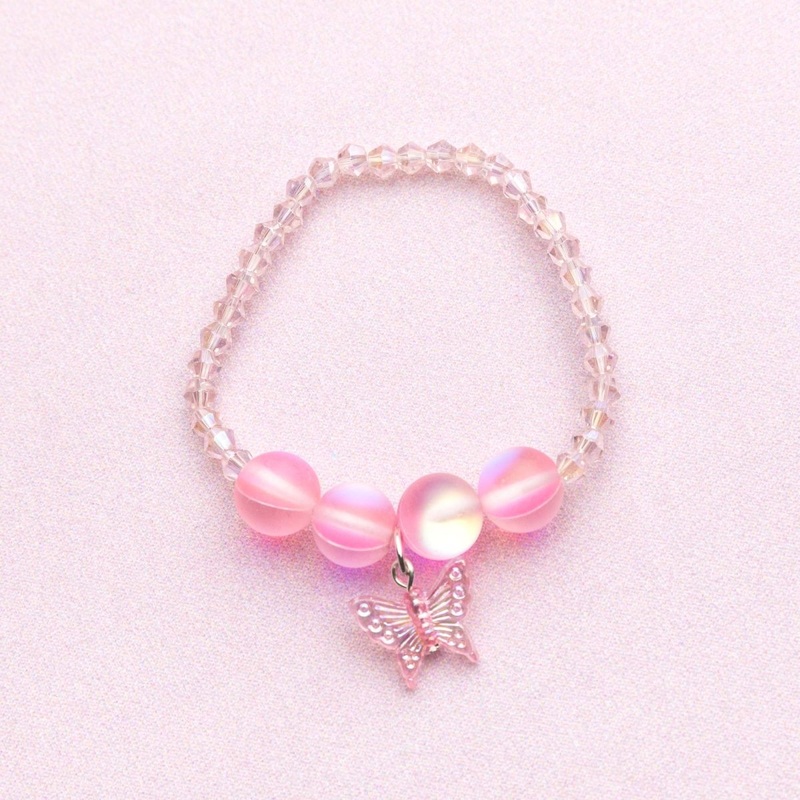 Boutique Pink Butterfly Crystal Bracelet for Kids, 1 Count