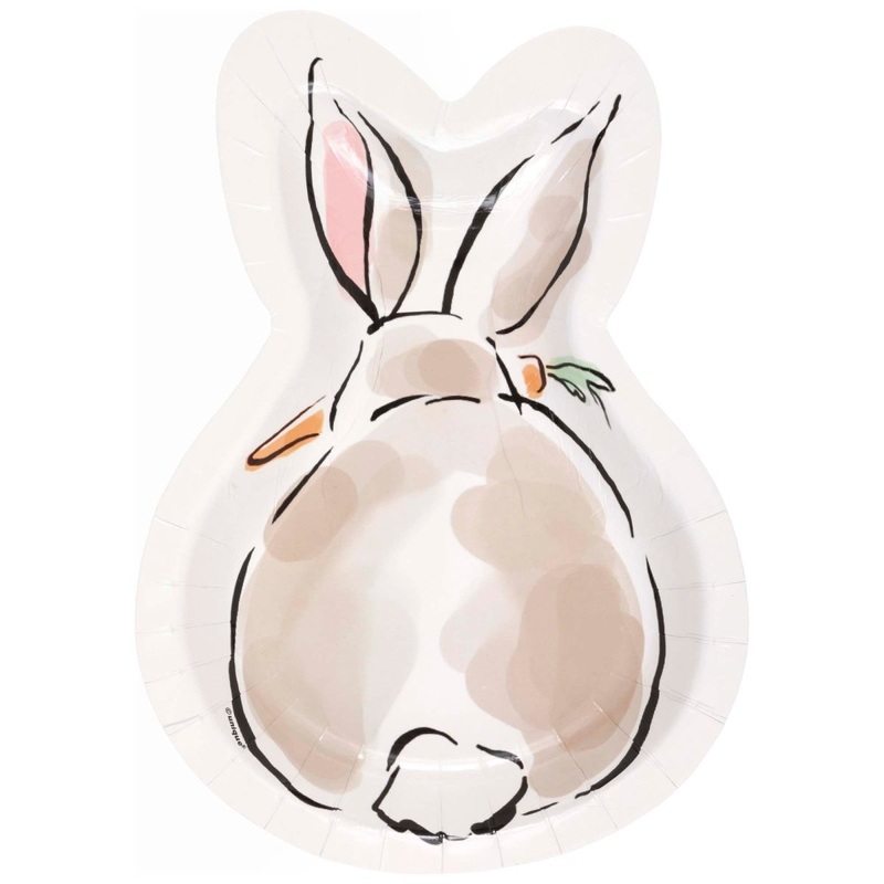 Dainty Easter Large Bunny Shaped Lunch Paper Plates, 9 Inches, 8 Count