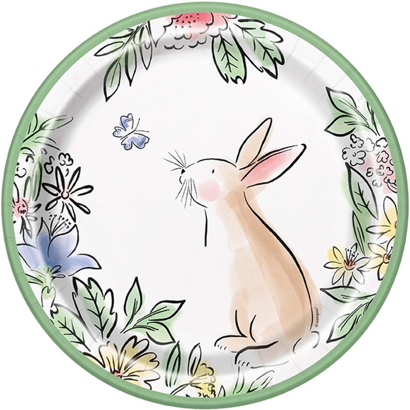 Dainty Easter Large Round Lunch Paper Plates, 9 Inches, 8 Count