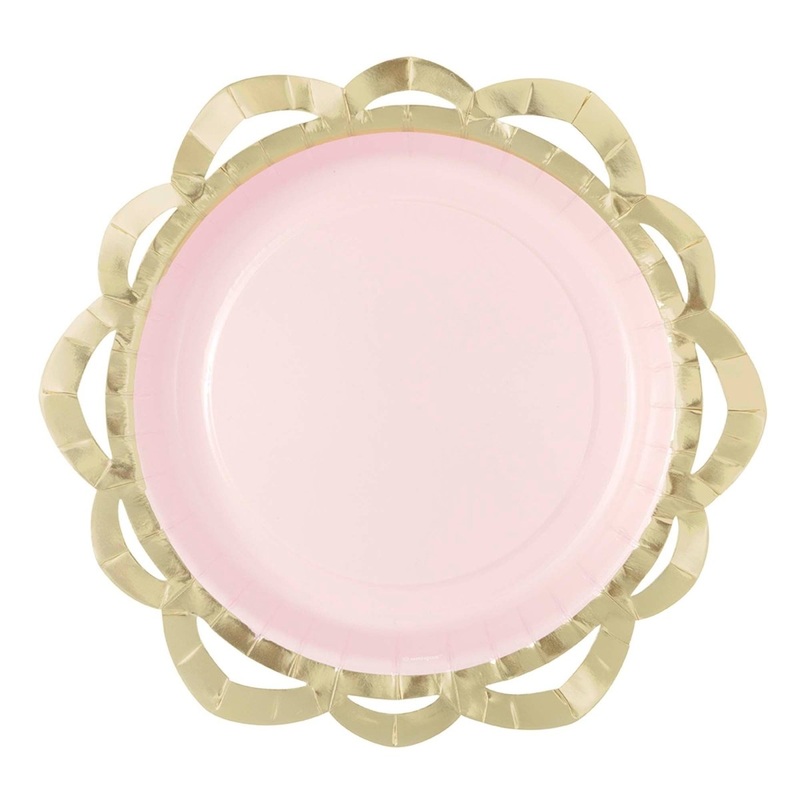 Elegant Valentine Large Pink Flower Shaped Lunch Paper Plates, 9 Inches, 8 Count