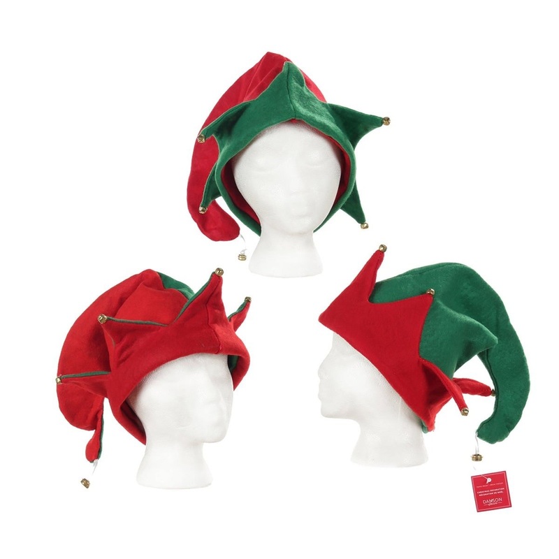 Felt Elf Hat, Green and Red, Assortment, 1 Count