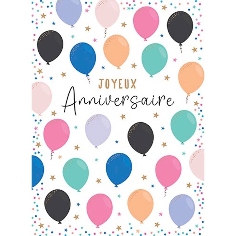 Giant Birthday Card, "Joyeux Anniversaire" Balloons, 1 Count