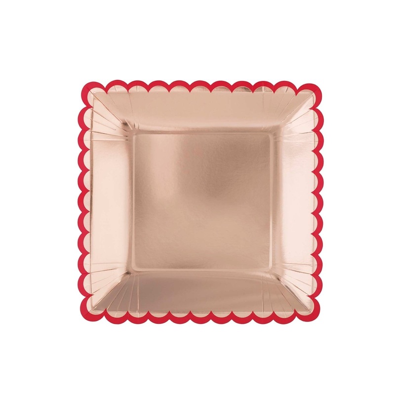 Lovely Galentine Large Square Lunch Paper Plates, 9 Inches, 8 Count