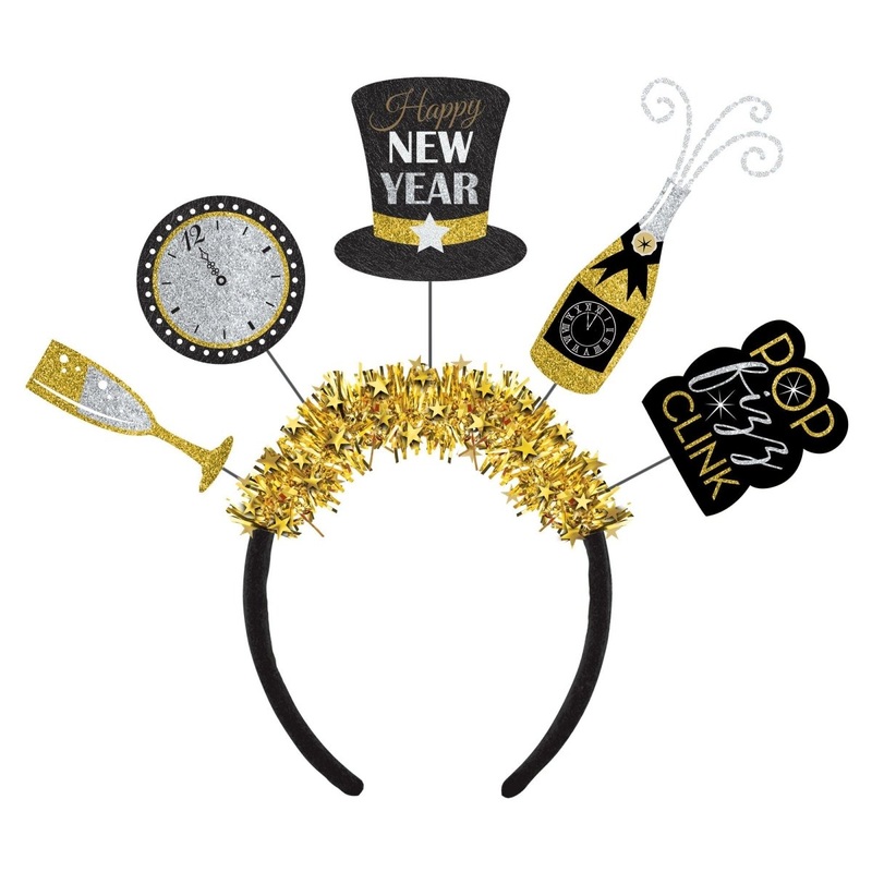 New Year Black Headband with Cutouts, 1 Count