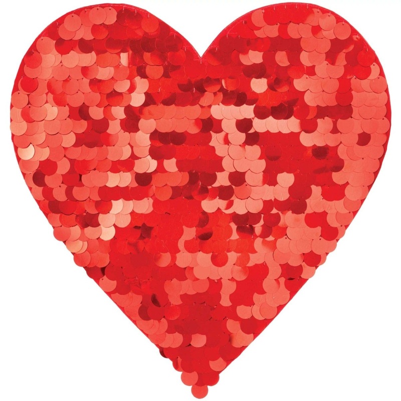 Red Valentine Heart Paillette Cutout, 15 Inches, 1 Count