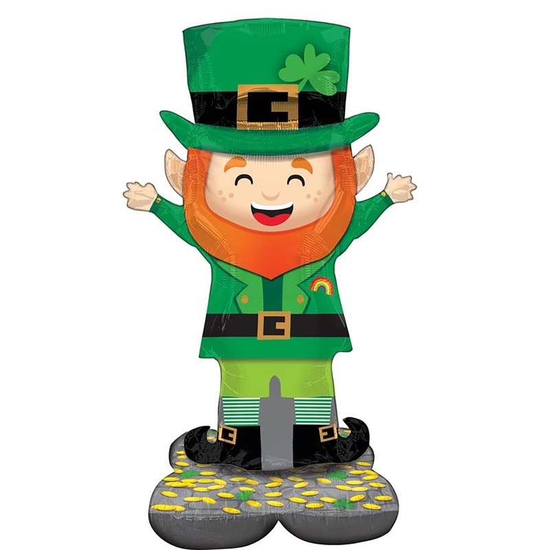 St-Patrick's Day Lucky Leprechaun Airloonz Standing Air-Filled Foil Balloon, 53 Inches, 1 Count