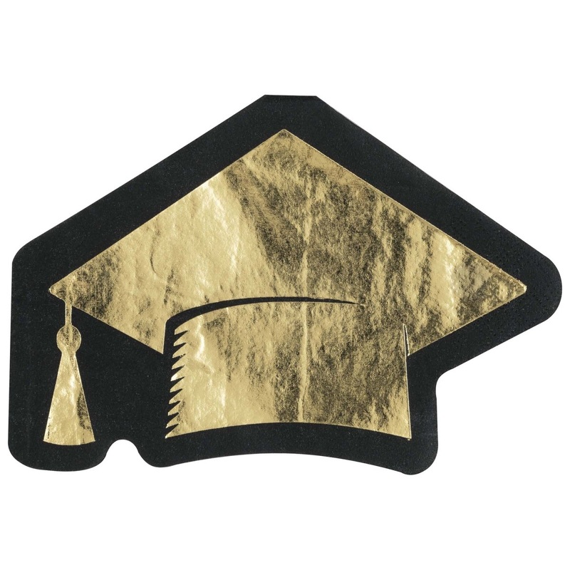 Starry Graduation Cap and Tassel Beverage Napkins, 16 Count