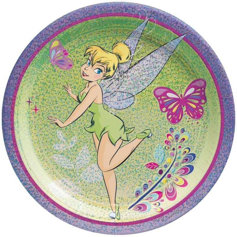 Tinker Bell Birthday Small Round Dessert Paper Plates, 7 Inches, 8 Count